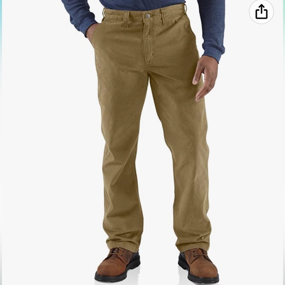 Carhartt Men’s Work Khaki Pants 36x32 Relaxed Fit Dark Khaki Cotton